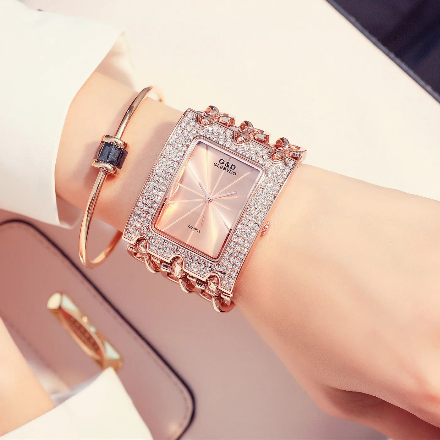 G & D-Montre-bracelet décontractée pour femme, trois JOQuartz,