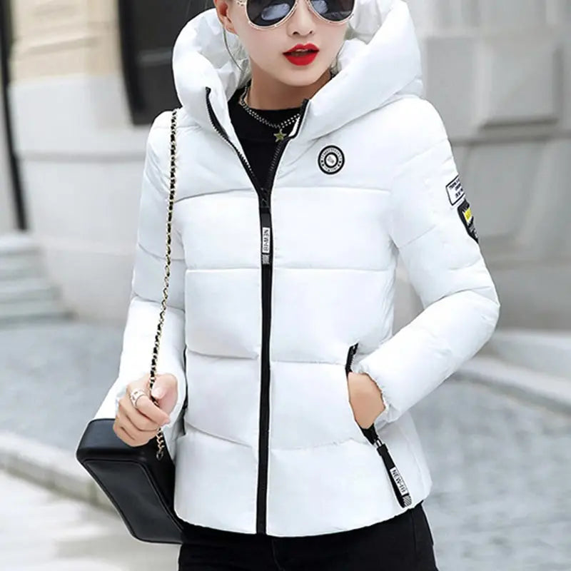 INSTYLISH Parka d'hiver à capuche pour femme, manteau court épais et chaud,