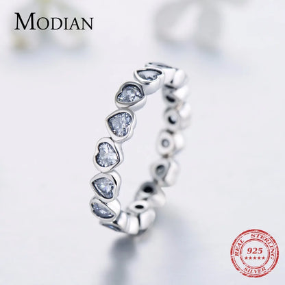 Modian – bague classique en argent sterling 925, zircone cubique, bijoux, cœurs d'amour, éternité