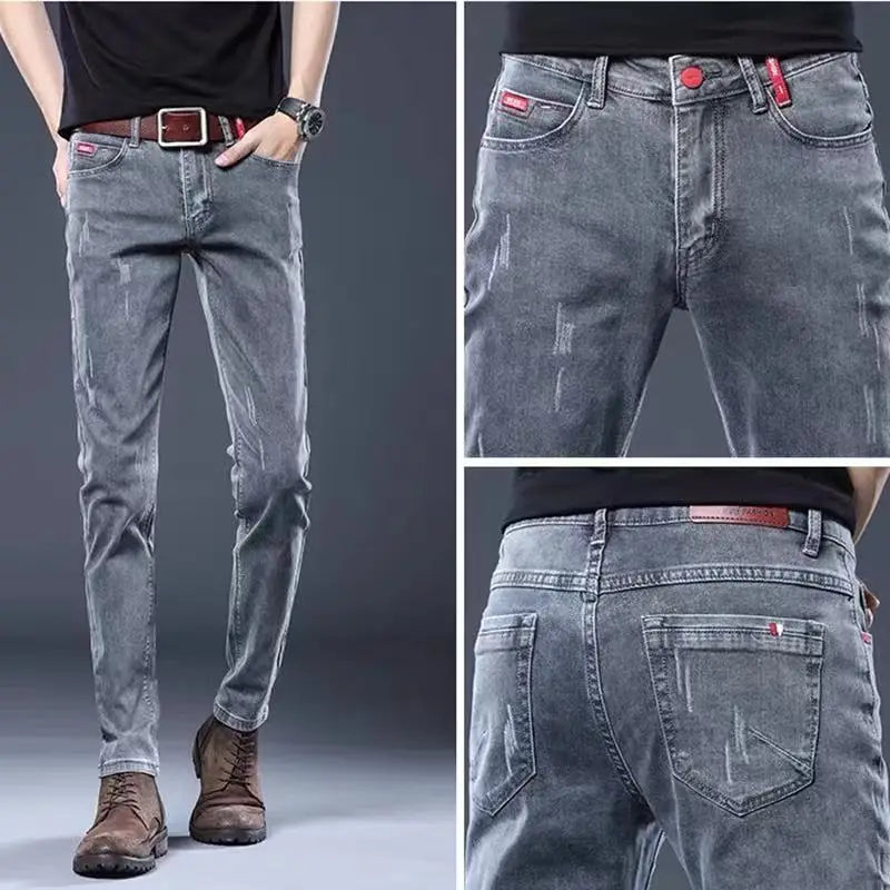 Jean Slim en Denim pour Homme, Pantalon Crayon Décontracté, Nouvelle Collection Printemps et Automne