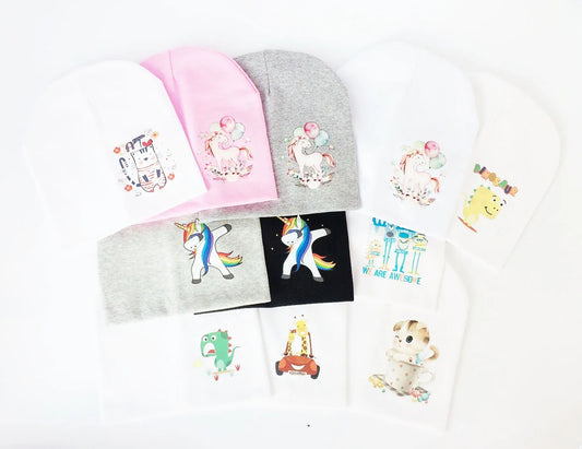Chapeau de bébé en coton, printemps automne, mode monstre dinosaure licorne, bonnet pour enfants, garçon et fille, chapeau pour enfants