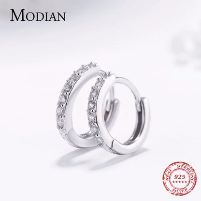 Petite boucle d'oreille créole en argent Sterling 925, 5 cristaux autrichien, éléments AAA ZC, boucles d'oreilles élégantes