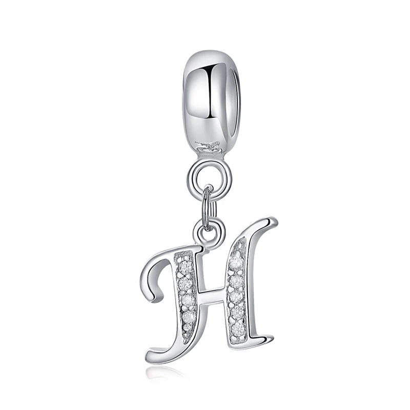 925 argent Sterling breloque perle Vintage Alphabet A-Z lettre pendentif breloques ajustement marque Bracelets colliers femmes bijoux à bricoler soi-même
