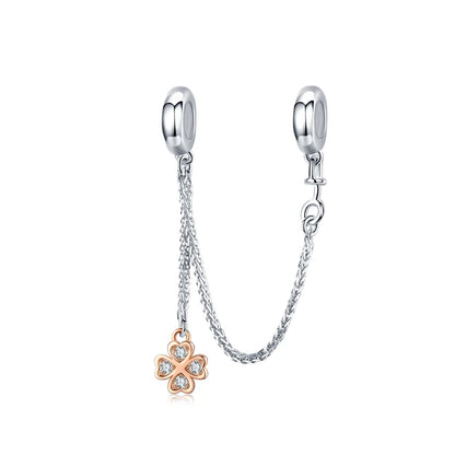 Meilleure vente 100% argent Sterling 925 la clé de coeur silicone sécurité chaîne breloque Wostu Original perles Bracelet bijoux CQC606