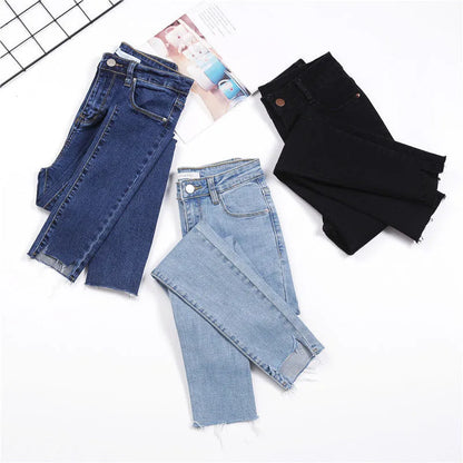 Jean skinny taille haute pour femme, pantalon en denim, leggings rétro, pantalon slim, surintendant ser, streetwear décontracté, longueur de rinçage