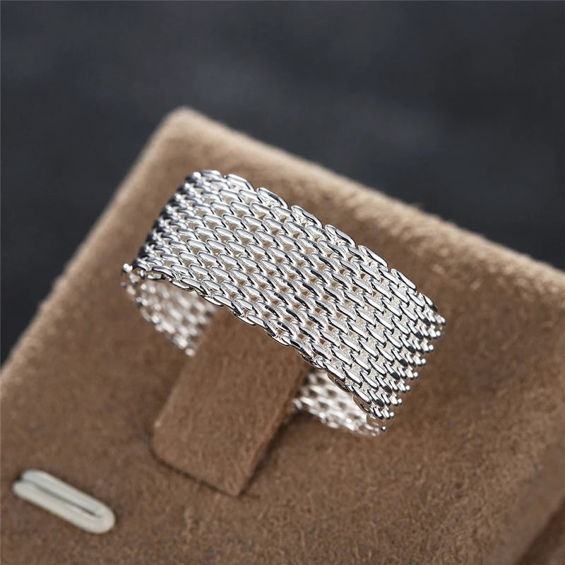 DOTEFFIL 925 en argent Sterling multi-ligne chaîne coeur collier Bracelet réseau anneau pour les femmes de mariage fiançailles fête bijoux