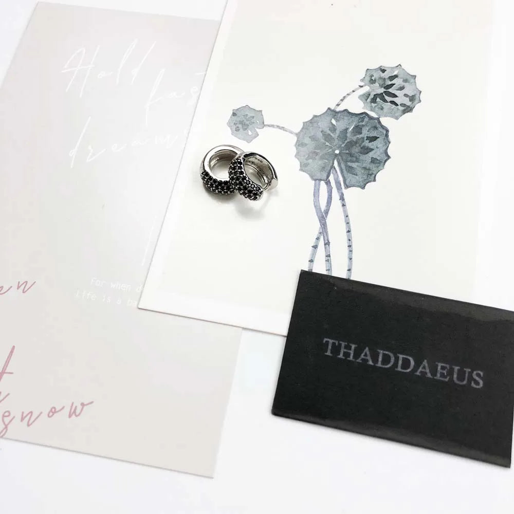 Boucles d'oreilles créoles noires à charnière, bijoux fins Vintage européens pour femmes et hommes, cadeau d'hiver en argent Sterling 925 véritable