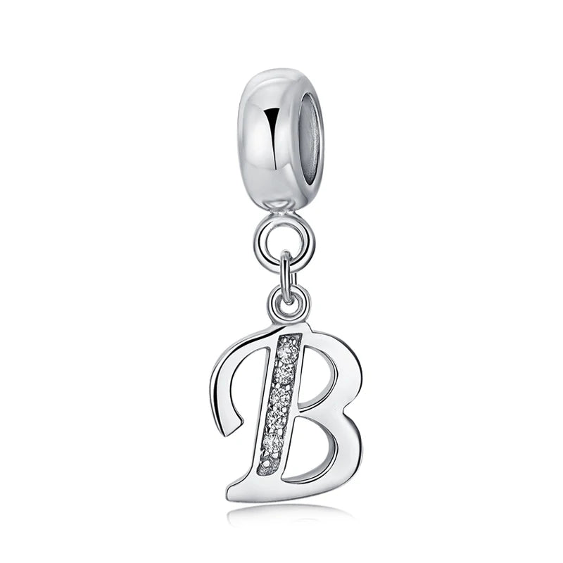 925 argent Sterling breloque perle Vintage Alphabet A-Z lettre pendentif breloques ajustement marque Bracelets colliers femmes bijoux à bricoler soi-même