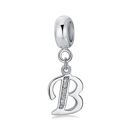 925 argent Sterling breloque perle Vintage Alphabet A-Z lettre pendentif breloques ajustement marque Bracelets colliers femmes bijoux à bricoler soi-même