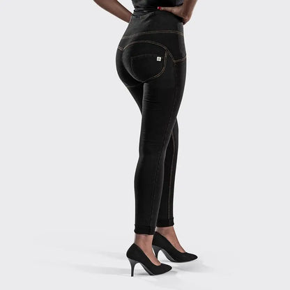 Shascullfites mélodie gris taille haute fermeture éclair mouche jean jegging bout à bout jean taille haute jean extensible bleu noir gris Denim