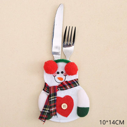 Décorations de Noël de Noel pour la maison, décor de table d'attente, cadeau de Noël du Nouvel An 2021, britannique, fourchette, porte-couteau, sac, 2022