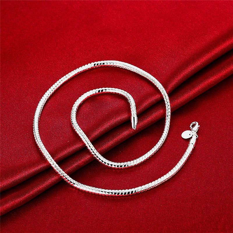 DOTEFFIL 925 argent Sterling 16/18/20/24/22/24/26/30 pouces 3mm serpent chaîne collier pour femme homme mariage fiançailles bijoux