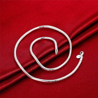 DOTEFFIL 925 argent Sterling 16/18/20/24/22/24/26/30 pouces 3mm serpent chaîne collier pour femme homme mariage fiançailles bijoux