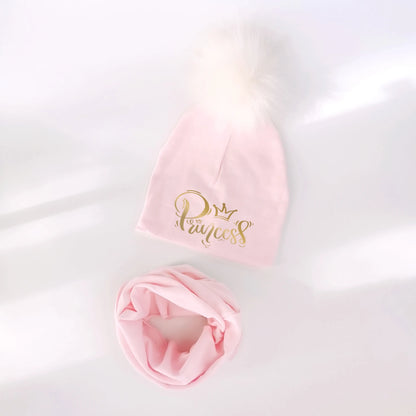 Ensemble de chapeaux pour filles, lettres dorées, princesse, prince, couronne, chapeau pour garçon, bonnet en coton tricoté pour enfants