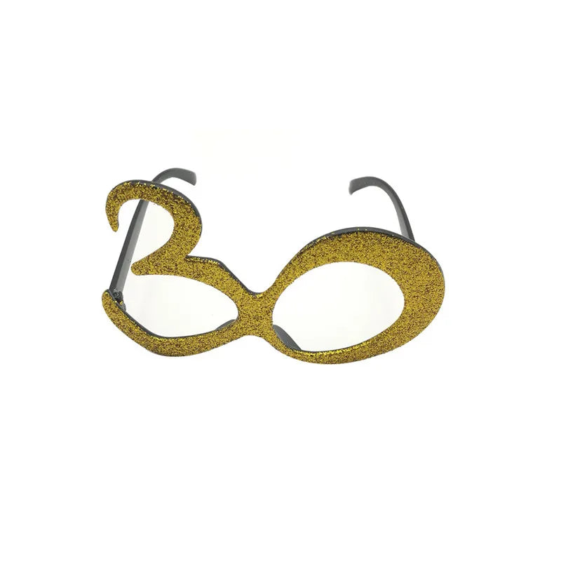Pailles en papier à rayures dorées, 1 sac, numéro 30e 40e 50e 60e, lunettes à ceinture, pailles à boissons joyeux anniversaire pour adultes, décoration de fête en ballon