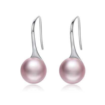 BAMOER 925 en argent Sterling élégant rond pur amour perle boucles d'oreilles pour femmes bijoux Brincos blanc, noir violet rose SCE037