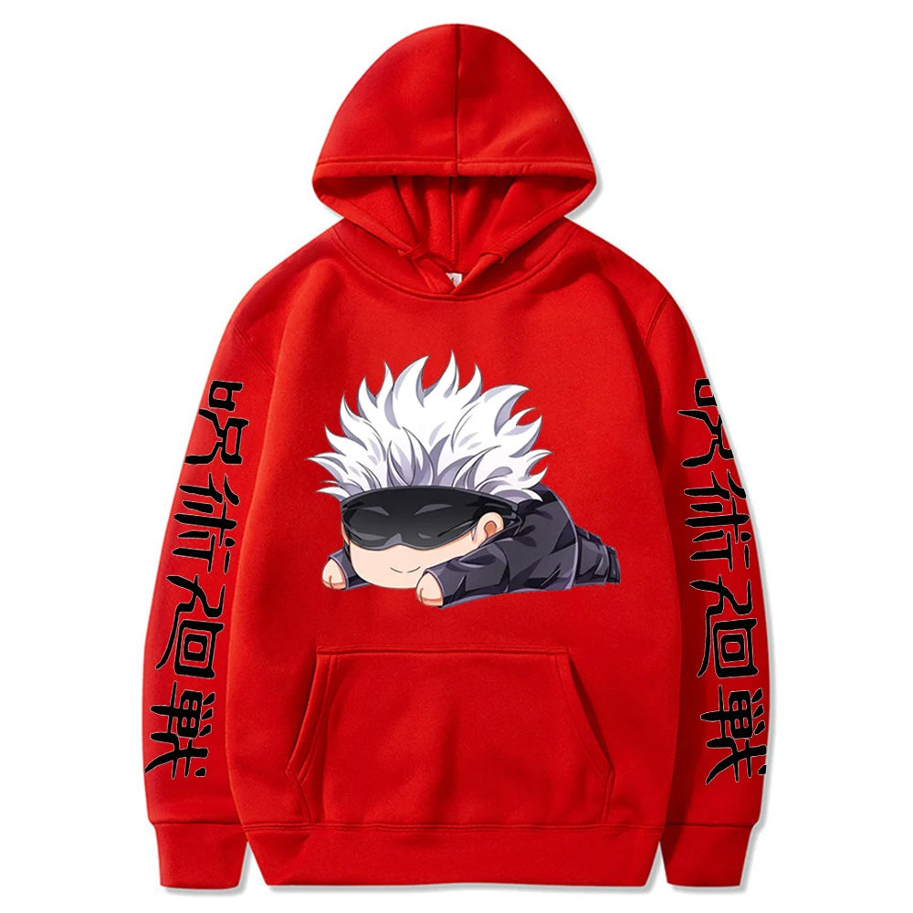 Gojo Satoru Kawaii graphique Anime sweats à capuche unisexe hiver chaud surdimensionné vêtements de sport hommes décontracté sweat-shirt ample
