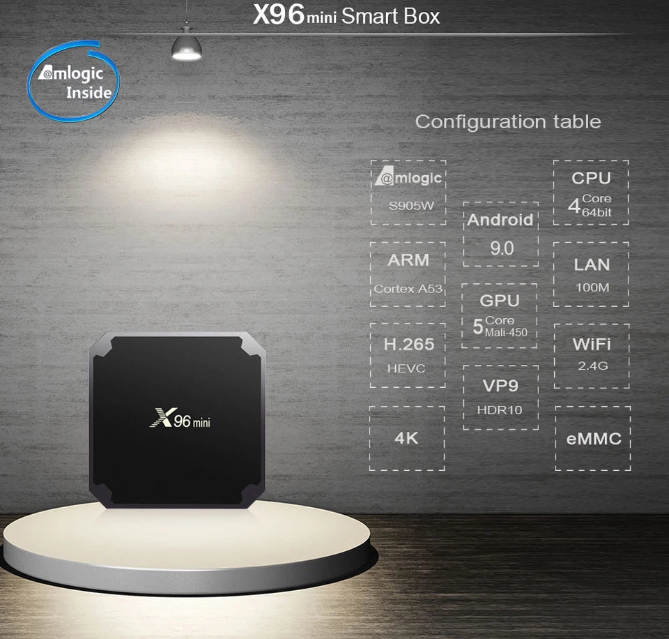 X96 mini android 9.0 boîtier de télévision intelligent 1GB 8GB 2GB 16GB Amlogic S905W navire de france i8 KB android x96mini décodeur de télévision