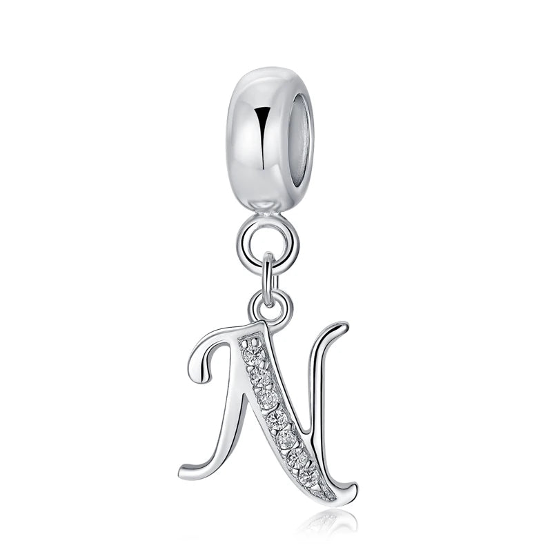 925 argent Sterling breloque perle Vintage Alphabet A-Z lettre pendentif breloques ajustement marque Bracelets colliers femmes bijoux à bricoler soi-même