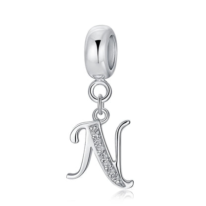 925 argent Sterling breloque perle Vintage Alphabet A-Z lettre pendentif breloques ajustement marque Bracelets colliers femmes bijoux à bricoler soi-même