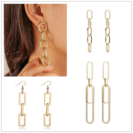 Boucles d'oreilles JODstressen métal multicouches pour femmes, déclaration, document en or,
