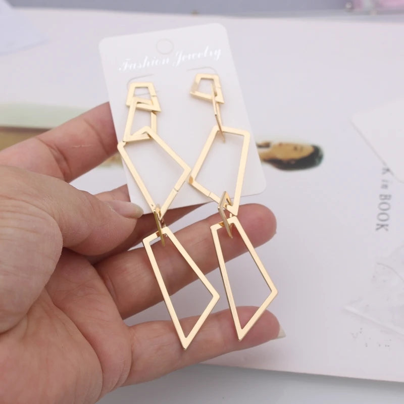 Boucles d'oreilles JODstressen métal multicouches pour femmes, déclaration, document en or,