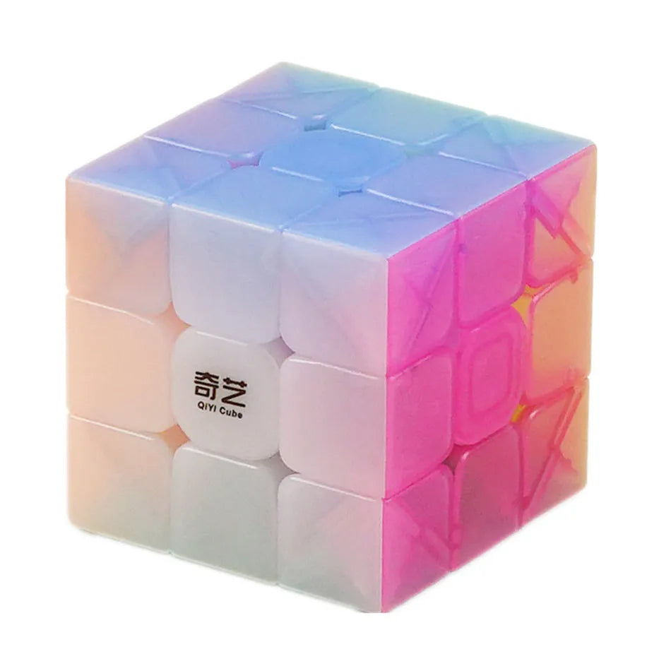 Qiyi Warrior W 3x3x3 Cube de vitesse sans colle Transparent professionnel Cube magique Puzzles jouets éducatifs colorés pour les enfants