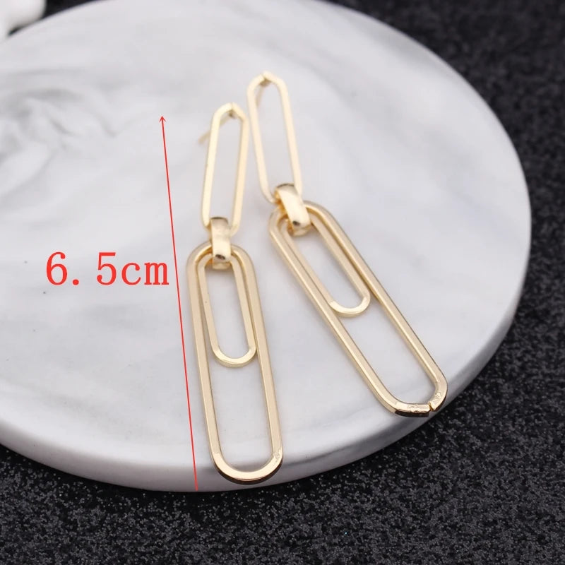 Boucles d'oreilles JODstressen métal multicouches pour femmes, déclaration, document en or,