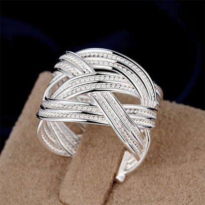 DOTEFFIL 925 en argent Sterling entrelacé Web bracelet bague ensemble pour femme mariage fiançailles fête mode charme bijoux