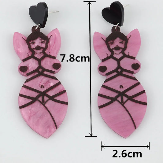 Boucles d'oreilles pendantes en acrylique pour femmes, bijoux de corps nus, boucles d'oreilles pendantes, vintage, cool, sexy, drôle, groupé, fête, mode, nouveau
