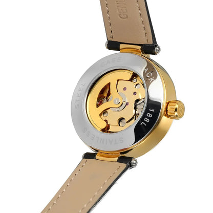 FORSINING-Montre mécanique automatique pour femme, blanc, doré, module, montre-bracelet, mode, business