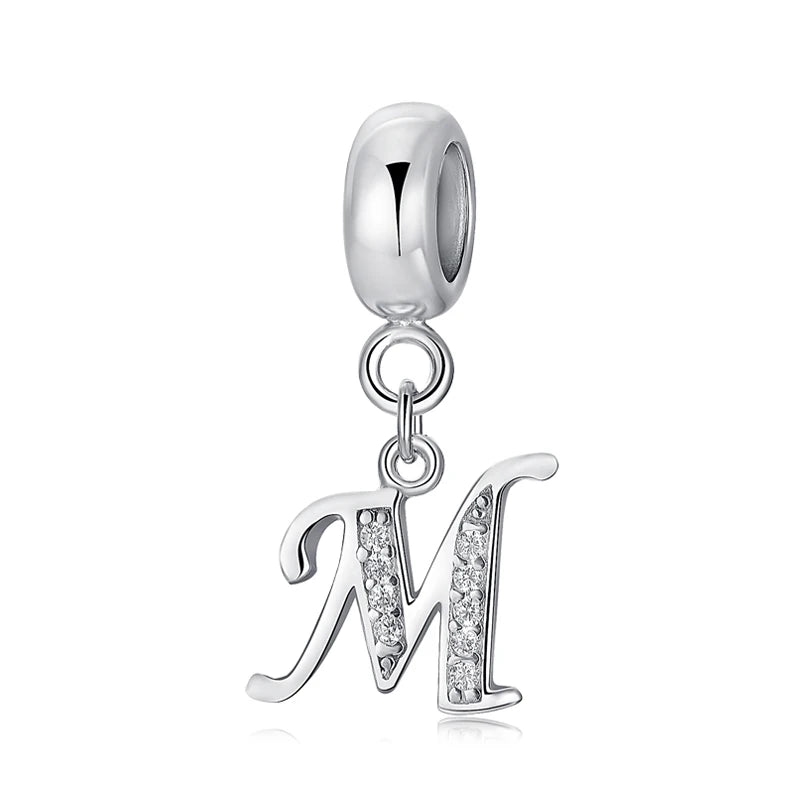 925 argent Sterling breloque perle Vintage Alphabet A-Z lettre pendentif breloques ajustement marque Bracelets colliers femmes bijoux à bricoler soi-même