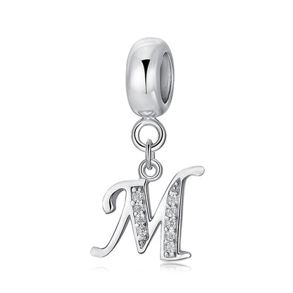 925 argent Sterling breloque perle Vintage Alphabet A-Z lettre pendentif breloques ajustement marque Bracelets colliers femmes bijoux à bricoler soi-même