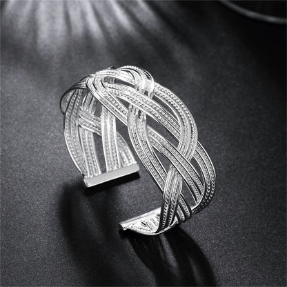 DOTEFFIL 925 en argent Sterling entrelacé Web bracelet bague ensemble pour femme mariage fiançailles fête mode charme bijoux