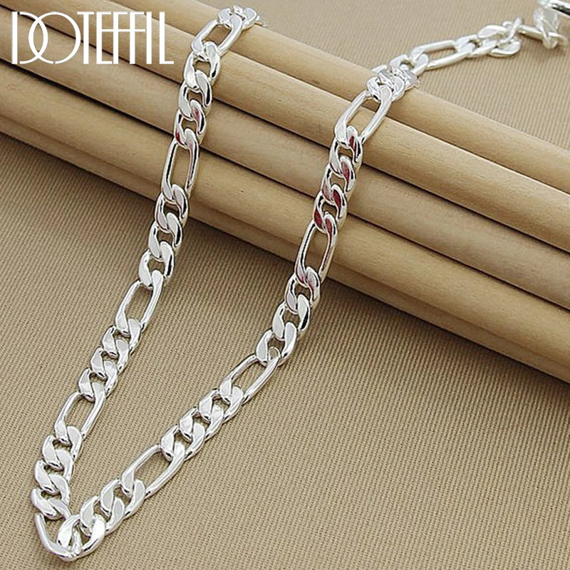 DOTEFFIL 925 argent Sterling 8mm chaîne latérale collier homme femme Senior luxe bijoux déclaration collier