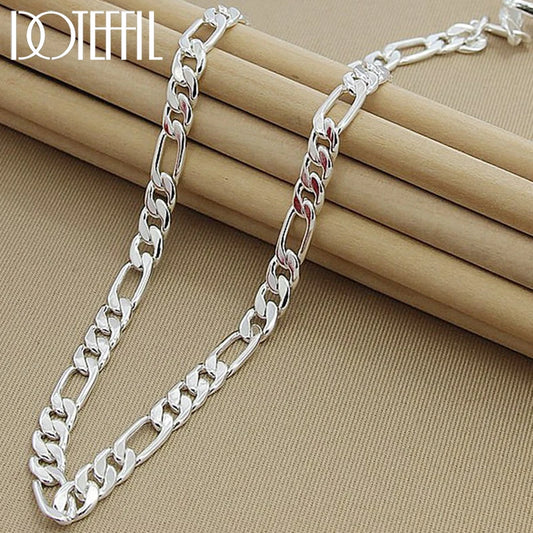 DOTEFFIL 925 argent Sterling 8mm chaîne latérale collier homme femme Senior luxe bijoux déclaration collier
