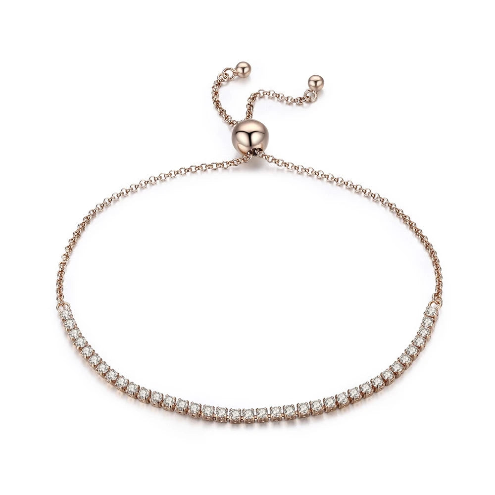 BAMOER – Bracelet de Tennis classique plaqué or 14 carats pour femmes, Bracelet coulissant réglable en argent Sterling 925, bijoux cadeau de mariage