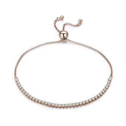 BAMOER – Bracelet de Tennis classique plaqué or 14 carats pour femmes, Bracelet coulissant réglable en argent Sterling 925, bijoux cadeau de mariage