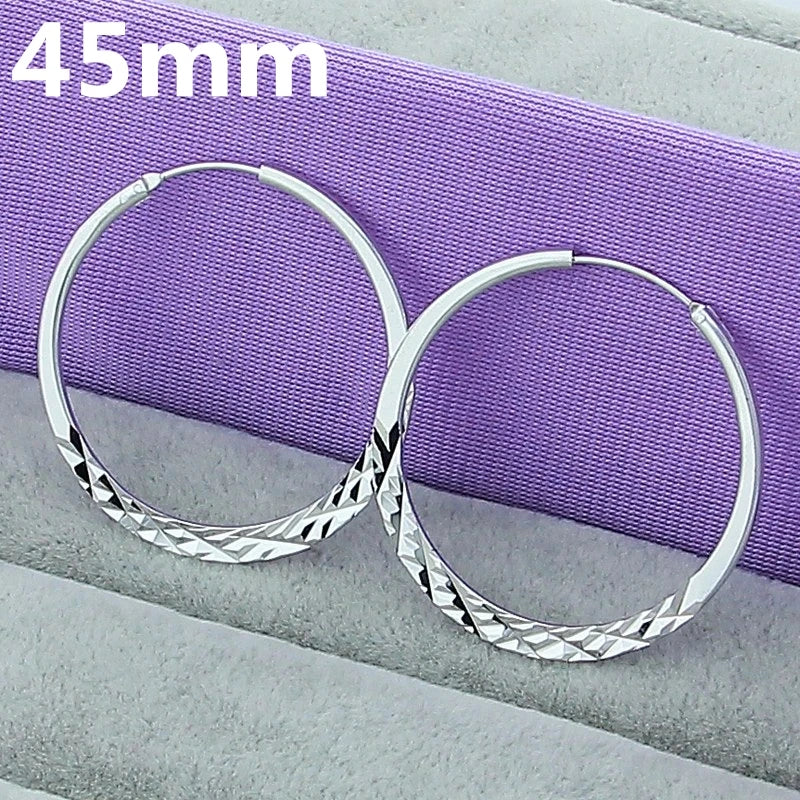 DOTEFFIL 925 argent Sterling 40/45/50mm rond cercle boucles d'oreilles pour les femmes
