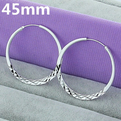 DOTEFFIL 925 argent Sterling 40/45/50mm rond cercle boucles d'oreilles pour les femmes