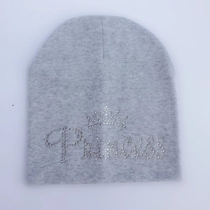 Bonnet de princesse en coton avec diamant pour bébé fille et garçon, casquette pour enfant en bas âge, automne