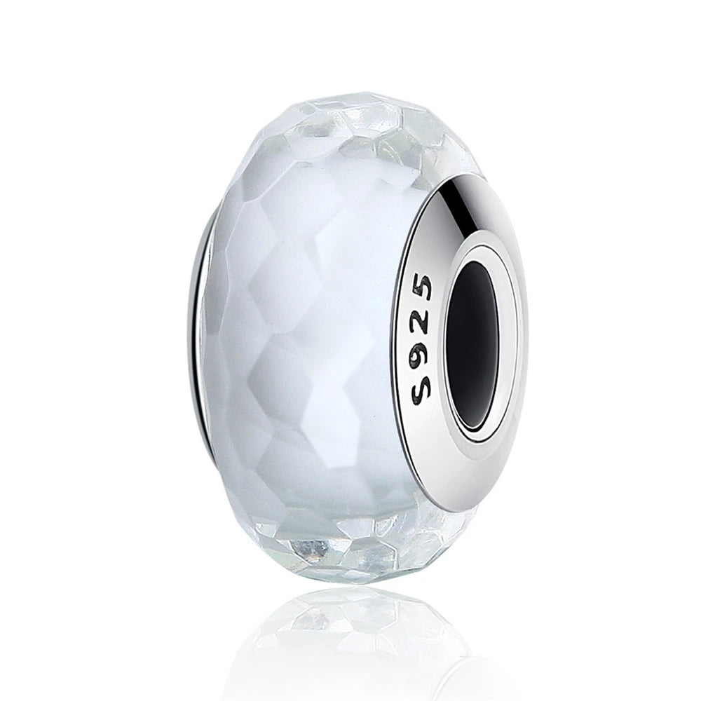 BAMOER 925 en argent Sterling belle fleur rose perles de charme en verre de Murano européen