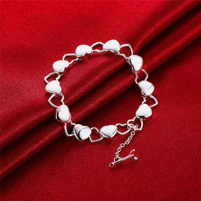 DOTEFFIL 925 en argent Sterling solide creux plein coeur Bracelet pour femme charme mariage fiançailles fête bijoux de mode