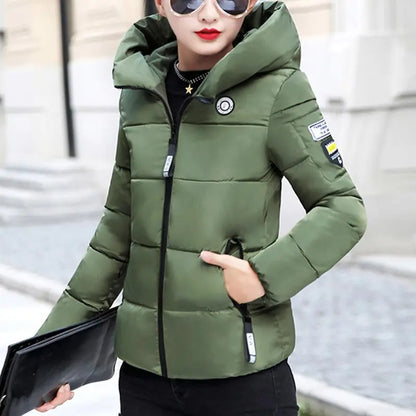 INSTYLISH Parka d'hiver à capuche pour femme, manteau court épais et chaud,