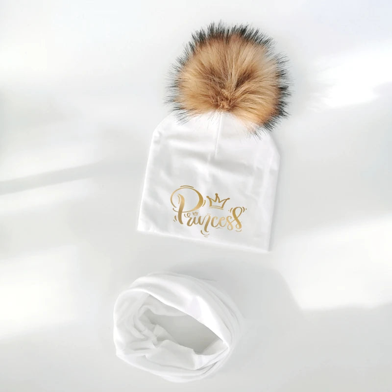 Ensemble de chapeaux pour filles, lettres dorées, princesse, prince, couronne, chapeau pour garçon, bonnet en coton tricoté pour enfants