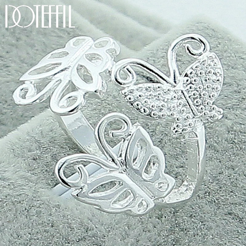DOTEFFIL – bague trois papillons en argent Sterling 925 pour femmes,