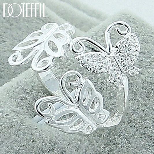 DOTEFFIL – bague trois papillons en argent Sterling 925 pour femmes,