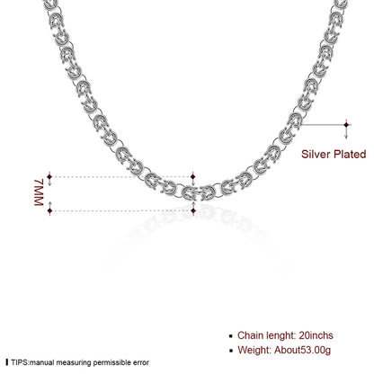 DOTEFFIL 925 argent Sterling 7mm 20 pouces chaîne colliers pour hommes femmes mode déclaration collier bijoux de fête