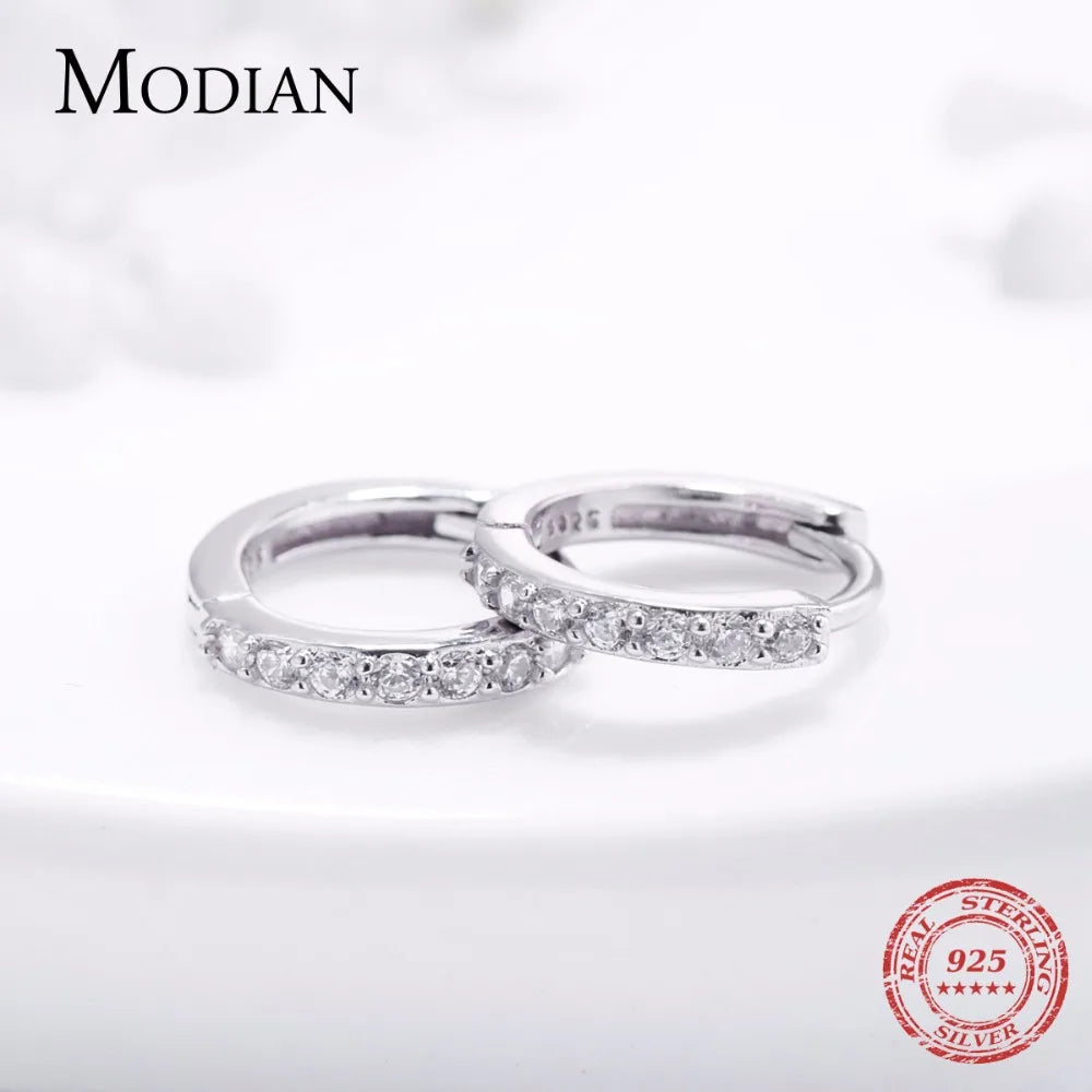 Petite boucle d'oreille créole en argent Sterling 925, 5 cristaux autrichien, éléments AAA ZC, boucles d'oreilles élégantes