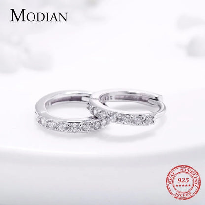 Petite boucle d'oreille créole en argent Sterling 925, 5 cristaux autrichien, éléments AAA ZC, boucles d'oreilles élégantes